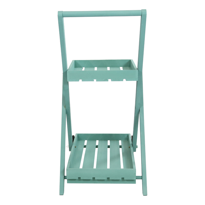 Sunnydaze 2-Tiered Flower Garden Cart - 34” H - Robin Egg Blue