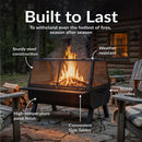 Sunnydaze Outdoor Fire Pit with Grill and Spark Screen -36" H