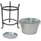 Sunnydaze Pebbled Galvanized Steel Ice Bucket Drink Cooler with Stand