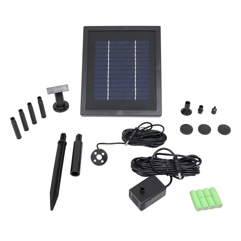 Sunnydaze Solar Pump and Solar Panel Kit With Battery Pack and LED Light, 65 GPH, 47-Inch Lift
