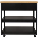 Sunnydaze Rolling Kitchen Island Cart with Drawers and Shelves - Black - 34.25" H