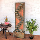 Sunnydaze Descending Staircase Slate Outdoor Fountain with Light