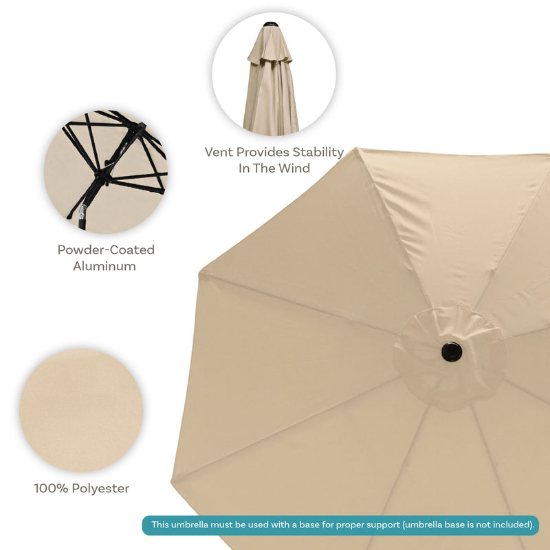 Sunnydaze Aluminum 9' Patio Umbrella with Tilt and Crank Beige