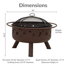 Sunnydaze Cosmic 30" Outdoor Fire Pit with Grill Grate & Spark Screen