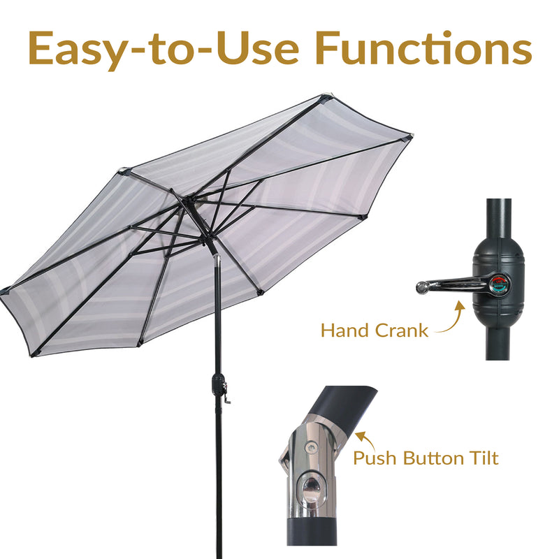 Sunnydaze Aluminum Outdoor Patio Umbrella with Tilt and Crank