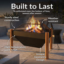 Sunnydaze Steel Outdoor Triangle Fire Pit and Side Table - 31"