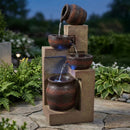Sunnydaze Cascading Terra Bowls Solar Fountain with Battery Backup