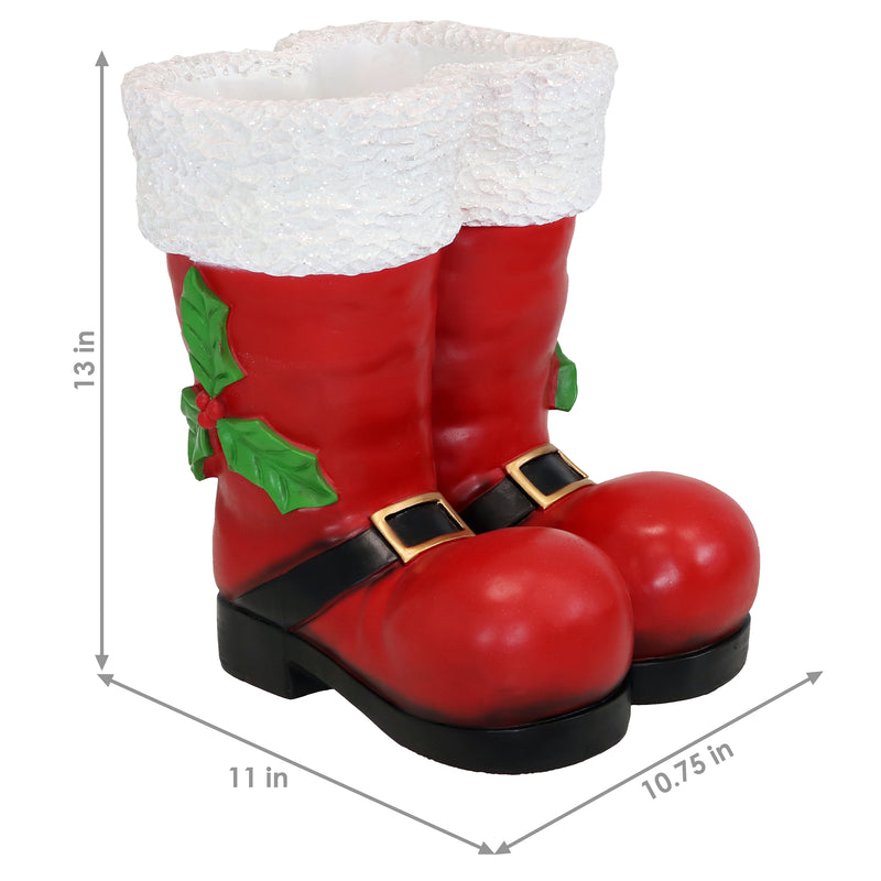 Sunnydaze Santa Boots Statue Christmas Decor - 13"