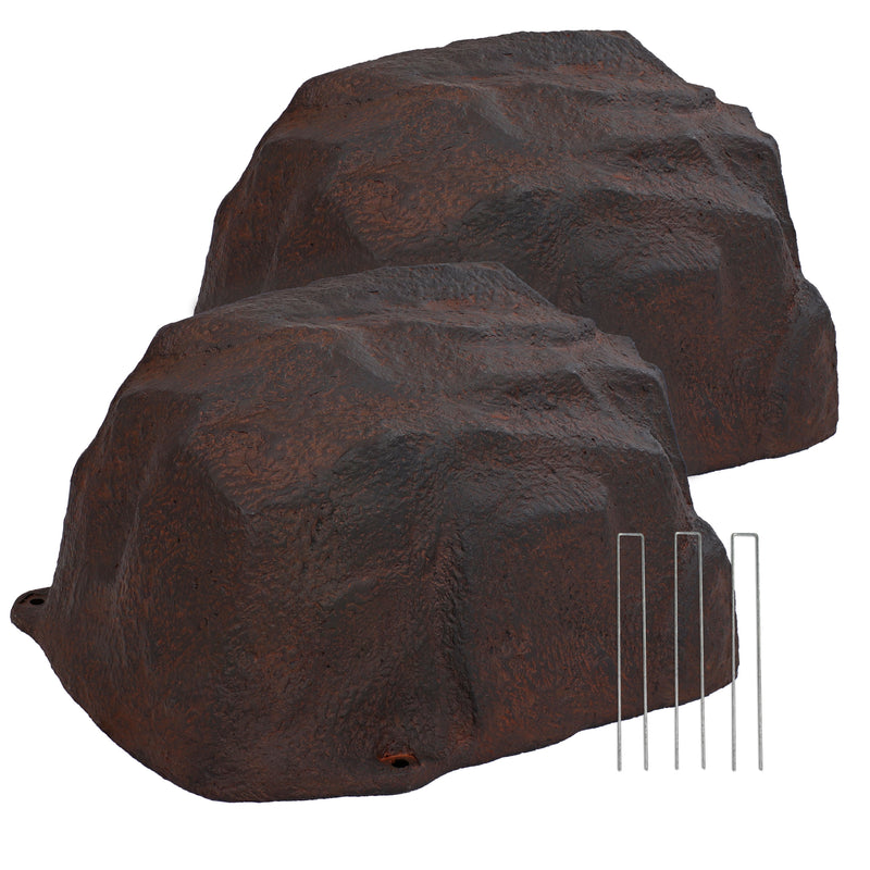 Sunnydaze Low-Profile Artificial Landscape Rock Cover with Stakes