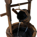 Sunnydaze Old-Fashioned Wood Wishing Well Fountain with Liner - 48" H