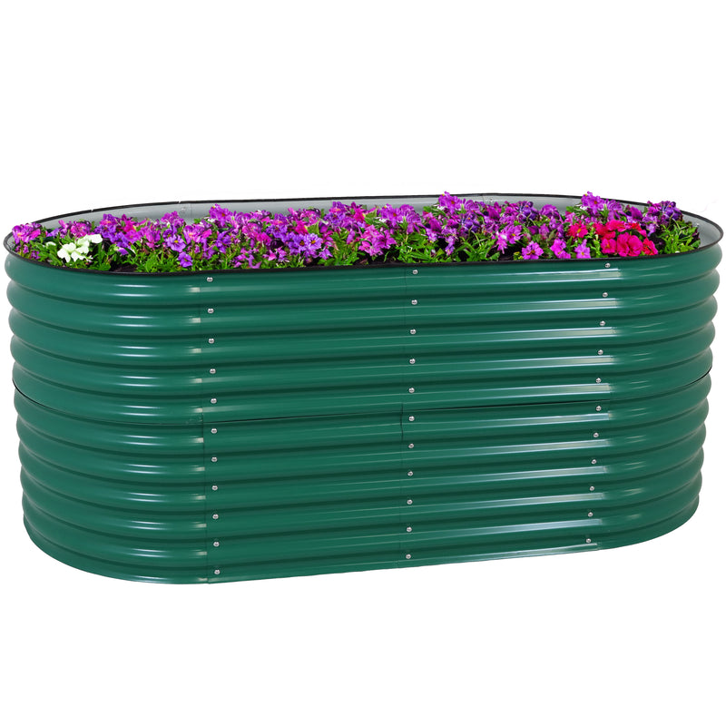 Sunnydaze Stackable Galvalume Steel Raised Garden Bed - 79" Oval