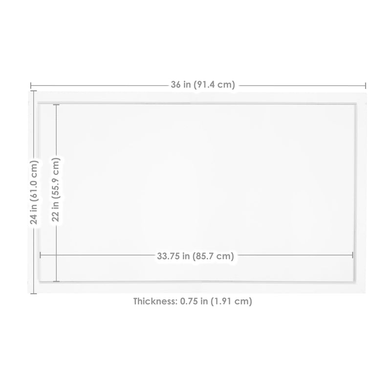 Sunnydaze 36" x 24" Magnetic Dry Erase Whiteboard for Wall