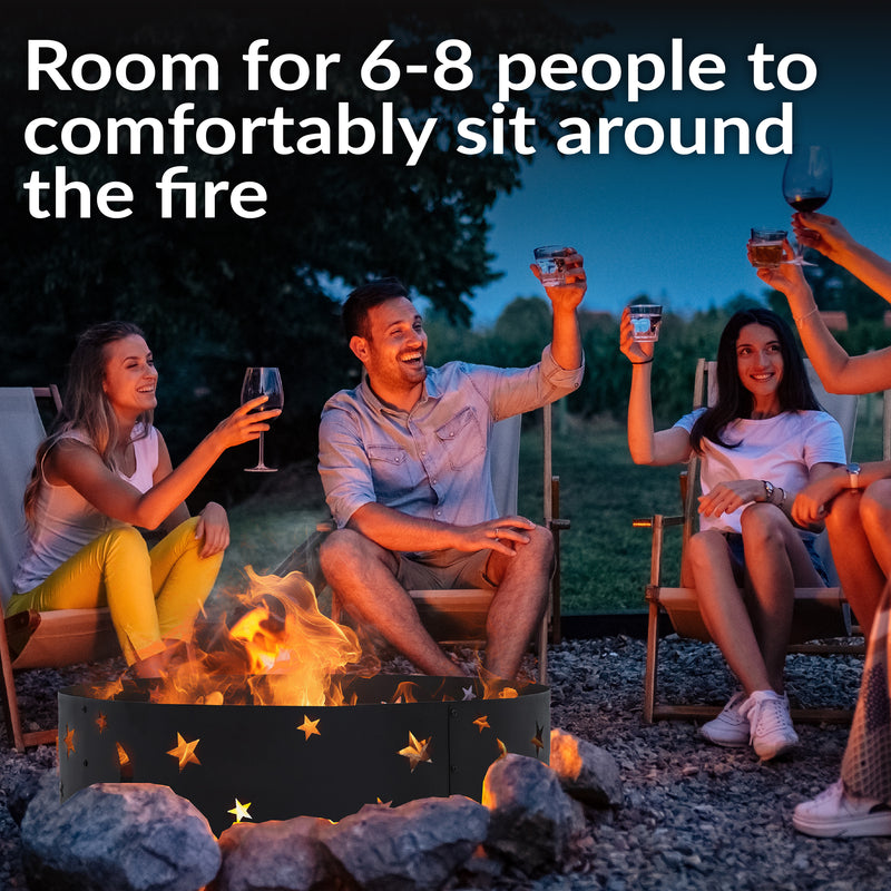 Sunnydaze Portable 36" Outdoor Fire Pit Ring with 360-Degree Cutouts