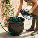 Sunnydaze Metal Garden Hose Holder Pot with Lid