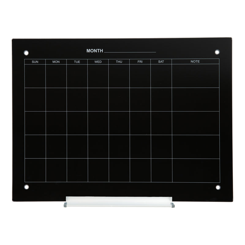 Sunnydaze Glass Whiteboard Calendar for Wall with Markers