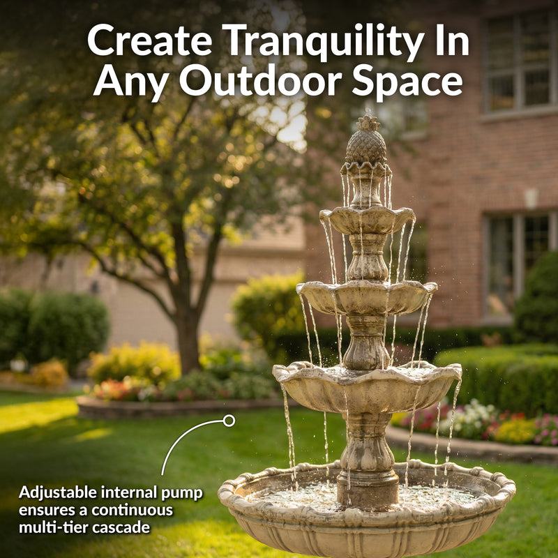 Sunnydaze 4-Tier Grand Courtyard Outdoor Water Fountain - 80