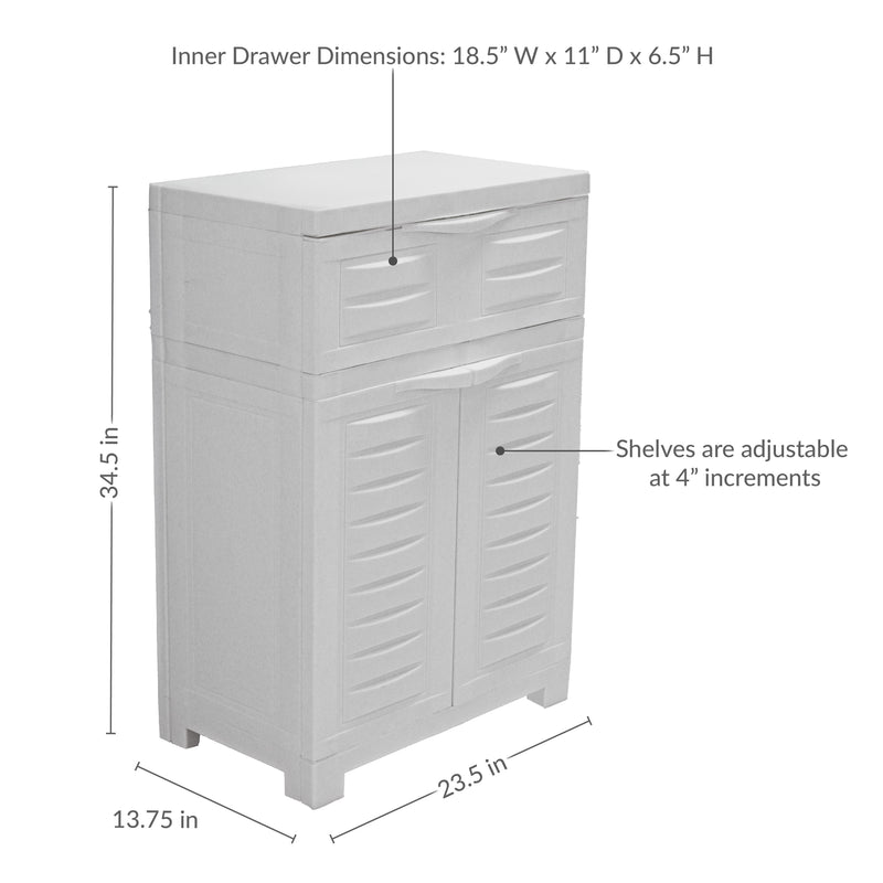 Sunnydaze Plastic Garage Storage Cabinet with Adjustable Shelf - 34.5