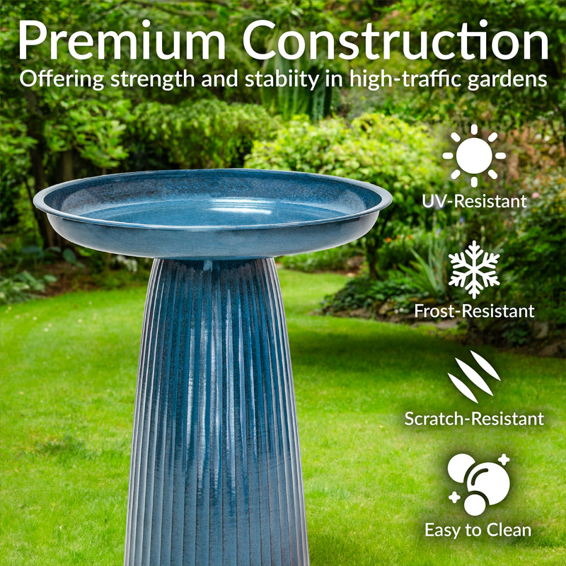 Sunnydaze Gleeful Garden Metal Outdoor Bird Bath - UV-Resistant Finish