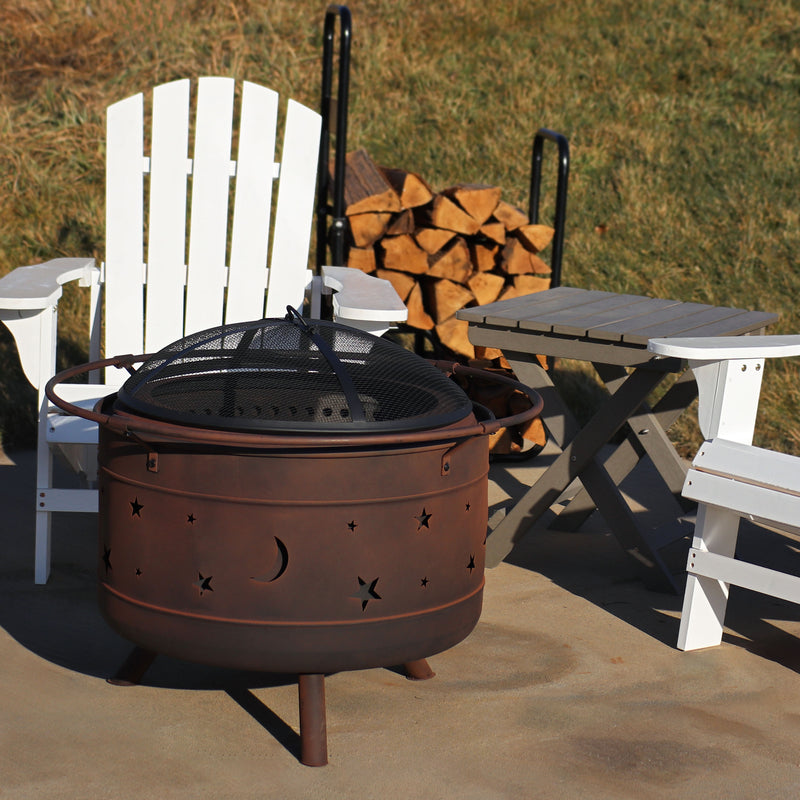 Sunnydaze Cutout Outdoor Smokeless Fire Pit with Spark Screen - 30"