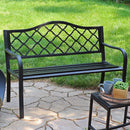 Sunnydaze 50" Outdoor Black Cast Iron Lattice Patio Bench
