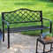 Sunnydaze 50" Outdoor Black Cast Iron Lattice Patio Bench