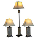 Sunnydaze Timeless Abode Slate 3-Piece Floor and Table Lamp Set