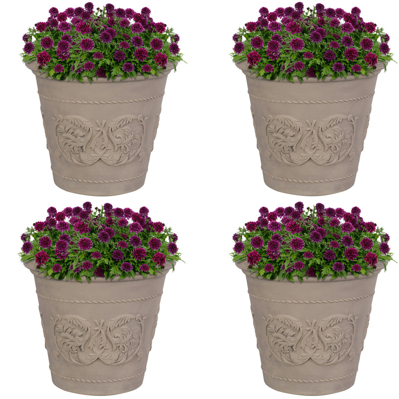 Sunnydaze Arabella Outdoor Flower Pot Planter - Beige - 20-Inch - 4-Pack