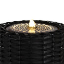 Sunnydaze Plastic Wicker Cylinder Fountain with LED Lights - 20.5"