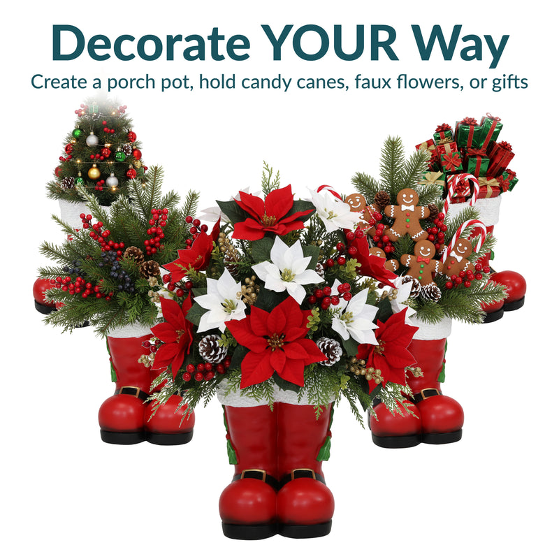 Sunnydaze Santa Boots Statue Christmas Decor - 13