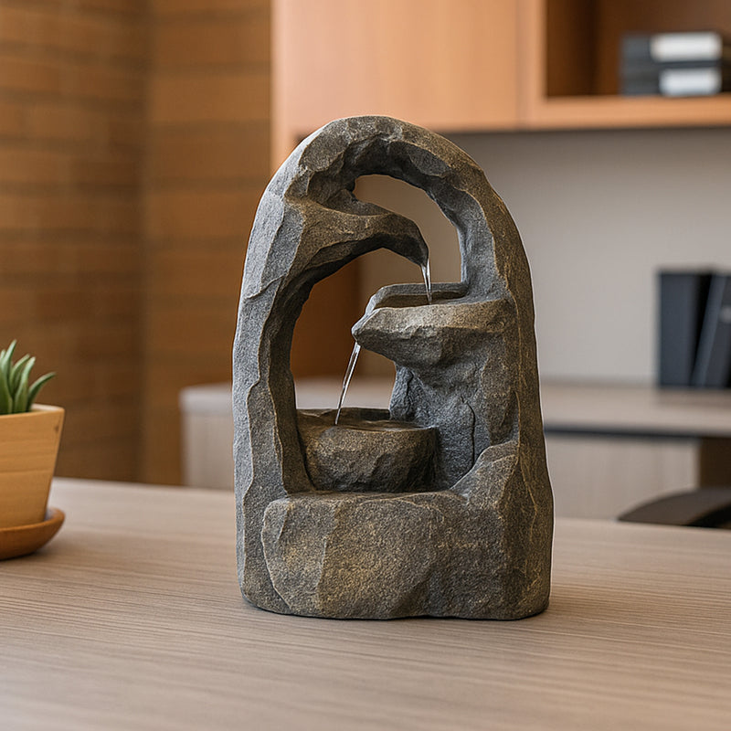 Sunnydaze Cavernous Rock Tiers Indoor Tabletop Fountain - 12"