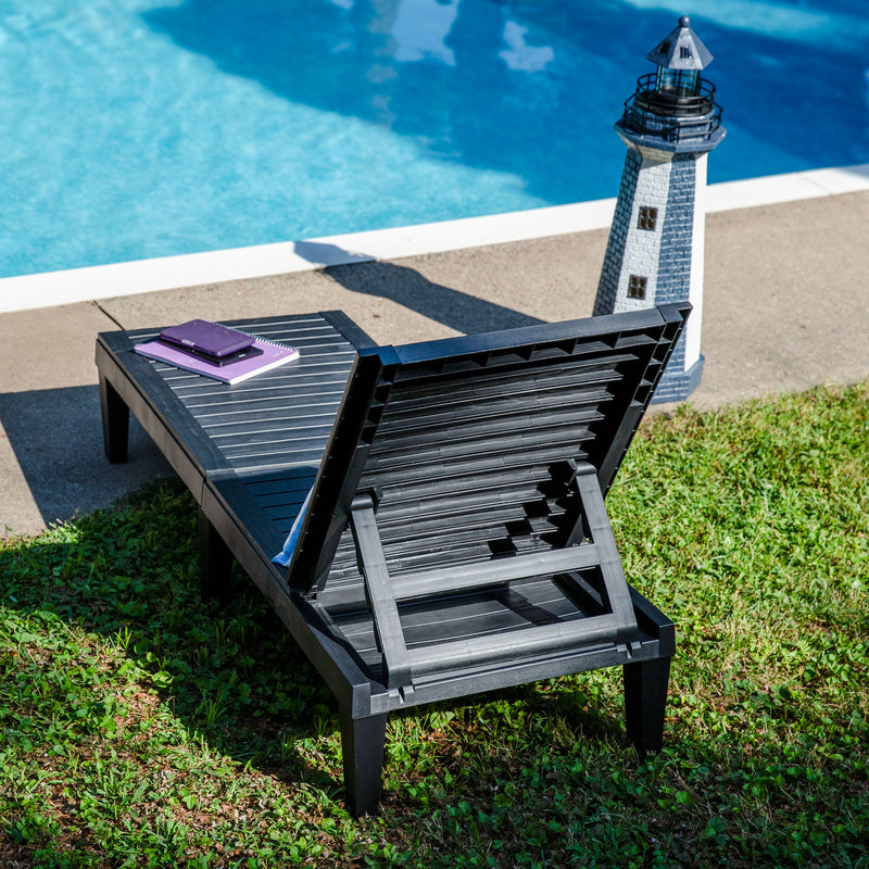 Sunnydaze 5-Position Outdoor Adjustable Chaise Lounge Chair - Black