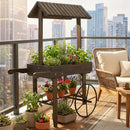 Sunnydaze Rustic, Vintage Flower Cart Display Stand with Wheels - Gray