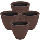 Sunnydaze Polyresin Ribbed Indoor/Outdoor Plant Pot - Rust