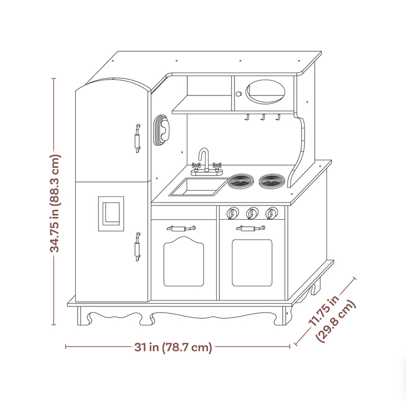 Sunnydaze Chef Sounds Wooden Play Kitchen Set with Lights and Sounds