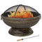 Sunnydaze 30" Royal Outdoor Steel Fire Pit with Spark Screen and Poker