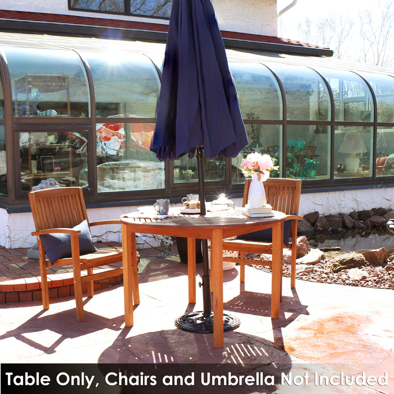 Sunnydaze Meranti Wood Outdoor Dining Table with Teak Oil Finish - 42"