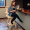 Sunnydaze Rustic Outdoor Barstool - Log Cabin Style Bar Height Stool - 4'