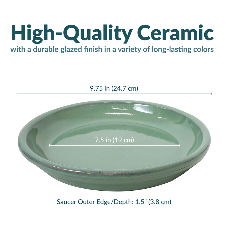 Sunnydaze Set of 4 Glazed Ceramic Planter Saucers