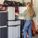 Sunnydaze Plastic Garage Storage Cabinet with 2 Adjustable Shelves - Gray