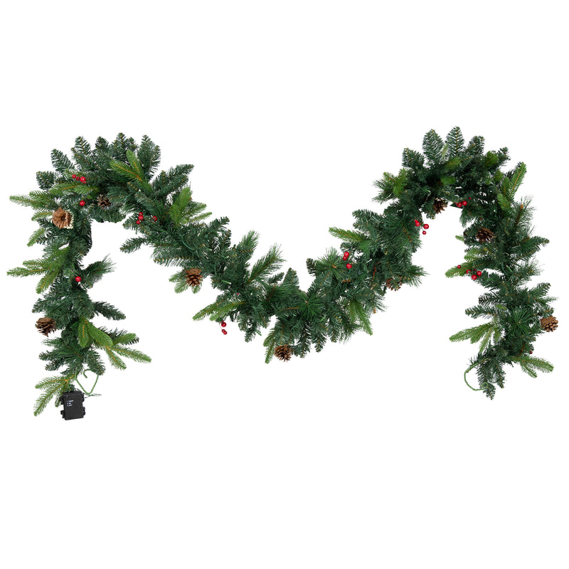 Sunnydaze 9' Pre-Lit Artificial Christmas Garland with Timer