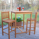 Sunnydaze 3-Piece Wood Patio Bar-Height Table and Chairs