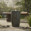 Sunnydaze Cylinder Bubble Outdoor Water Fountain with LED Light