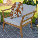 Sunnydaze Bodie Acacia Armchair with Cushions - Club Chair for Patio - Bone White Cushions