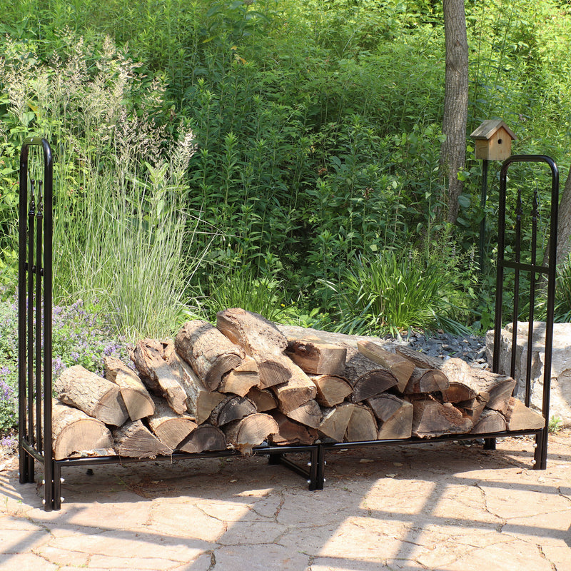 Sunnydaze Indoor/Outdoor 6' Steel Decorative Firewood Log Rack