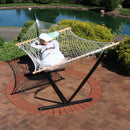 Sunnydaze Rope Hammock with 12' Steel Stand, Pad, and Pillow