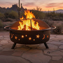 Sunnydaze 42" Large Cosmic Fire Pit with Moon and Stars Design
