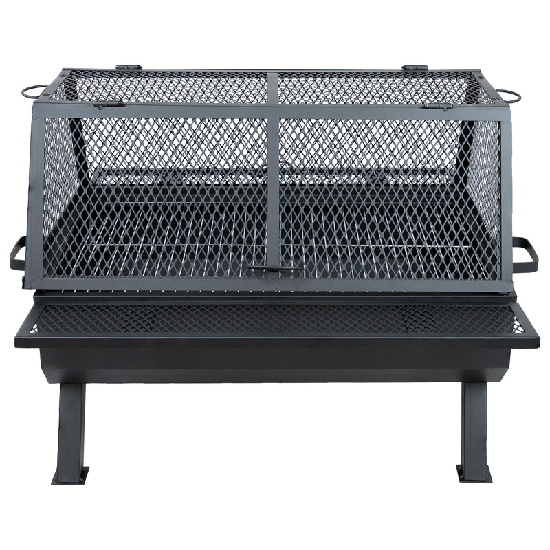 Sunnydaze Outdoor Fire Pit with Grill and Spark Screen -36" H