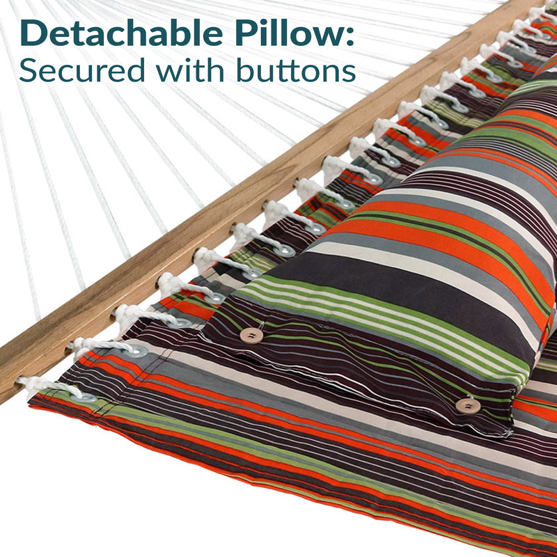 Sunnydaze 2-Person Quilted Fabric Double Hammock with Pillow