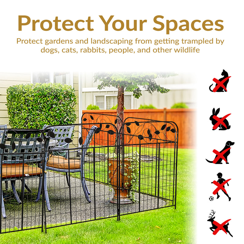 Sunnydaze 4-Piece Winding Vines Garden Fence Panels - 10' Overall