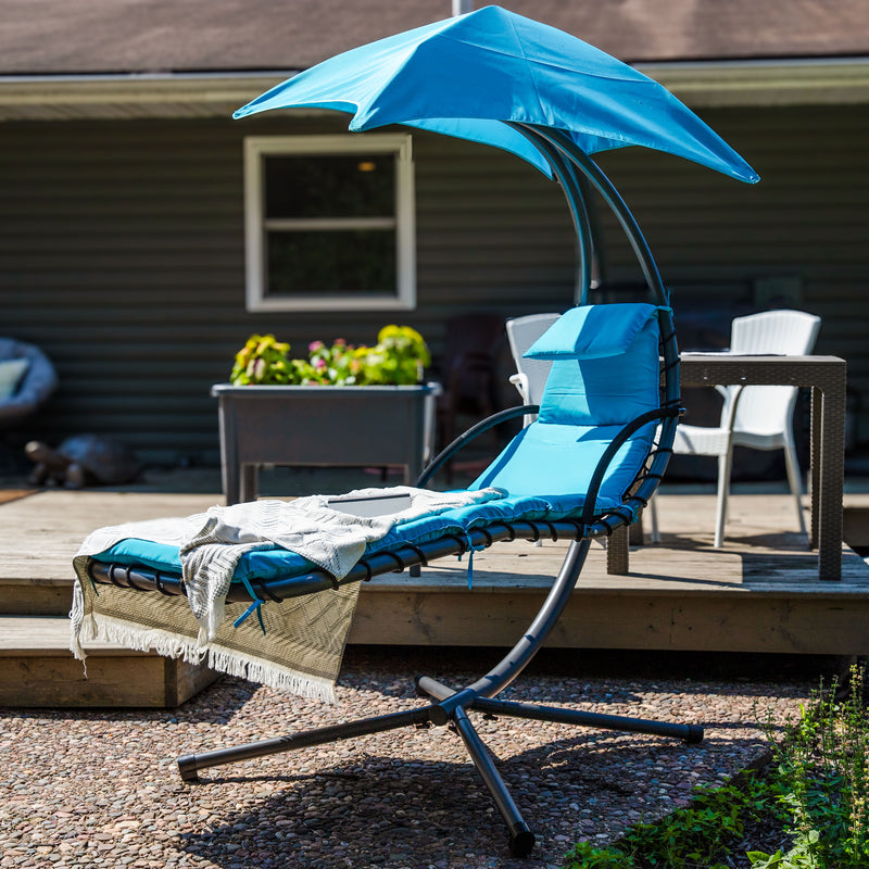 Sunnydaze Floating Chaise Lounge Chair with Umbrella